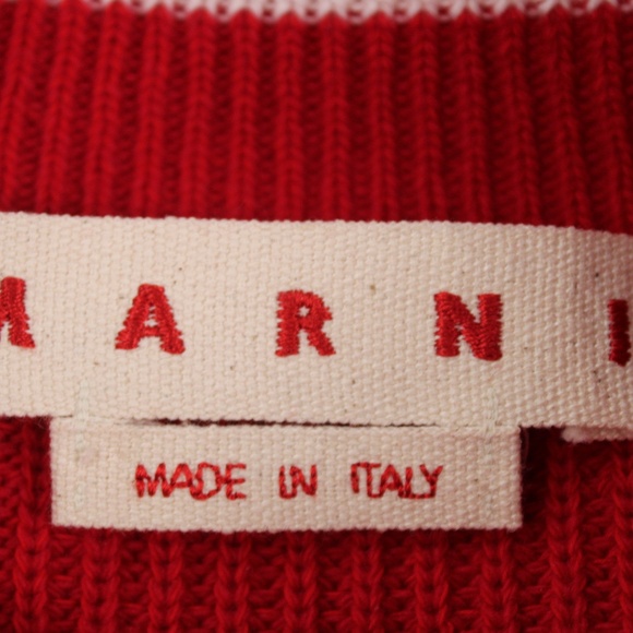 Marni IT 40 Red Wool Rib Knit Mock Neck Contrast Trim Chunky Sweater Italy - Picture 8 of 11
